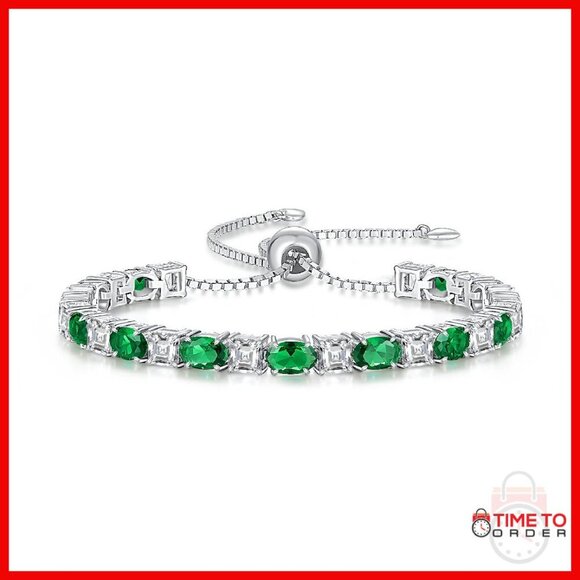 Sterling Silver Adjustable Tennis Bracelet White Gold Filled 6-9 Inch